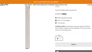 COLAMY - 95'' PU Leather Sofa