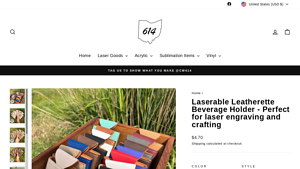 Create with 614 - Laserable Leatherette Beverage Holder