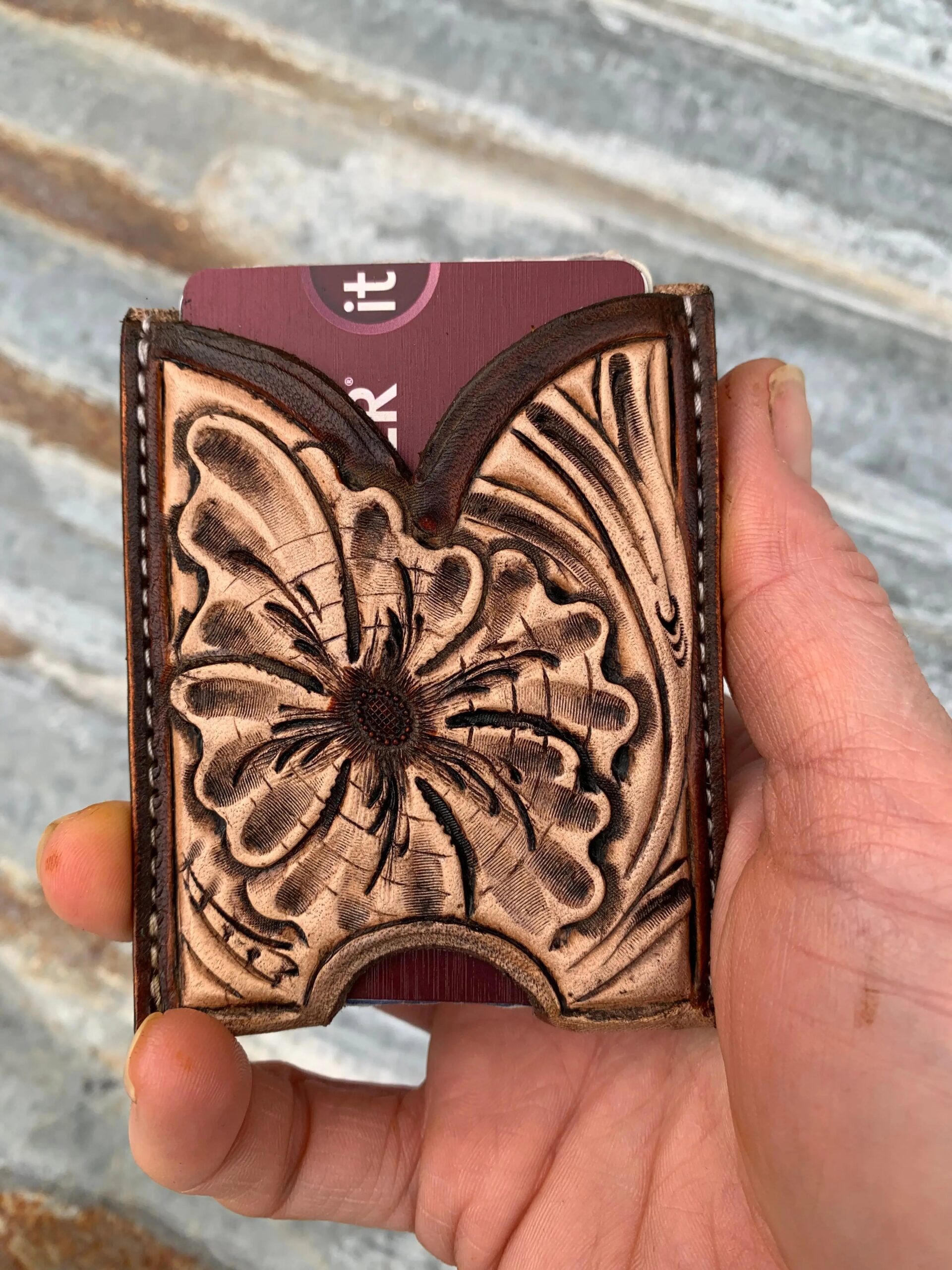 An application scenario or product detail of custom hand tooled leather wallets - Image 11