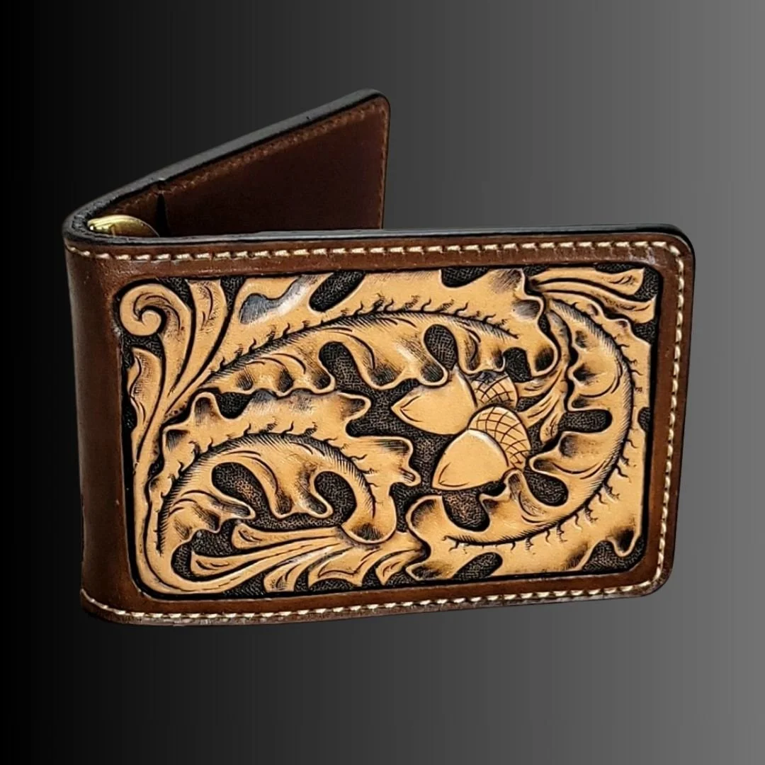 An application scenario or product detail of custom hand tooled leather wallets - Image 21
