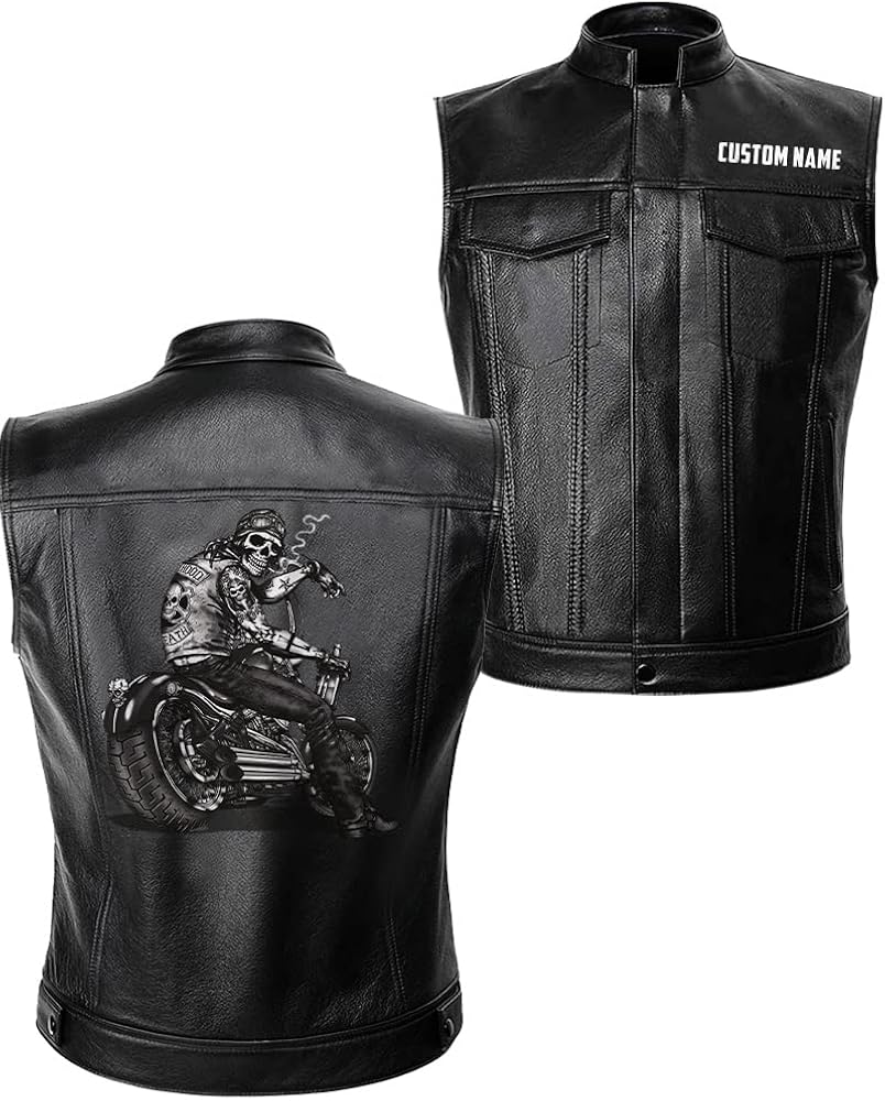 An application scenario or product detail of custom leather biker vest - Image 23