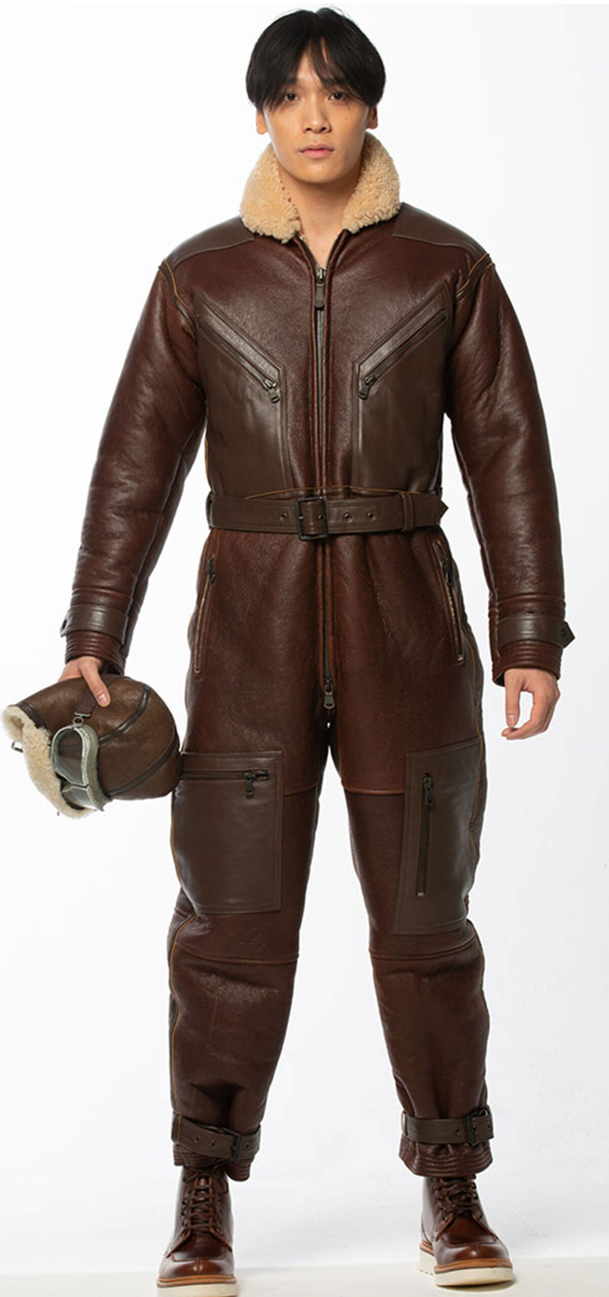 An application scenario or product detail of custom leather bomber jacket - Image 1