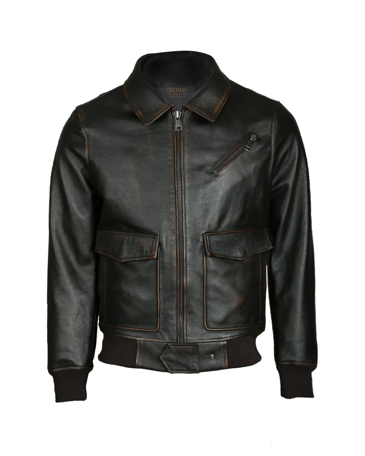 An application scenario or product detail of custom leather bomber jacket - Image 13