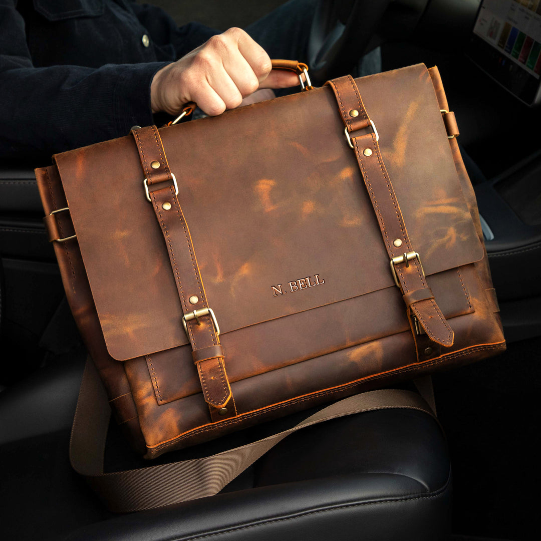 An application scenario or product detail of custom leather briefcase - Image 16