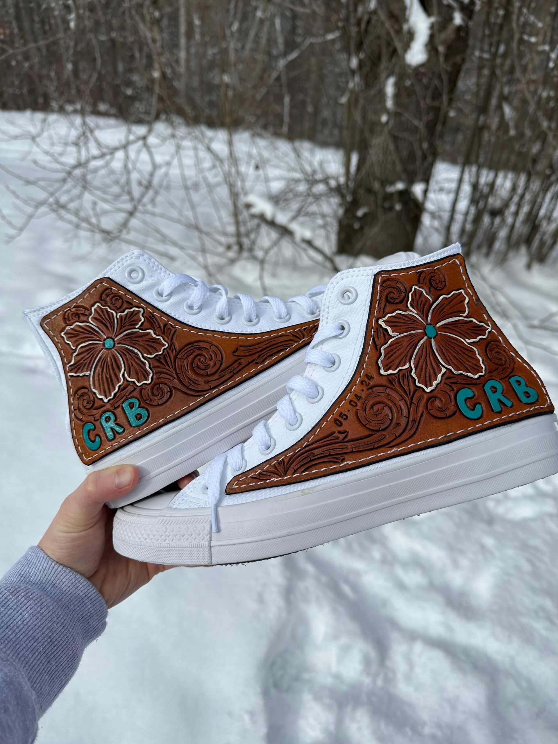An application scenario or product detail of custom leather converse - Image 4