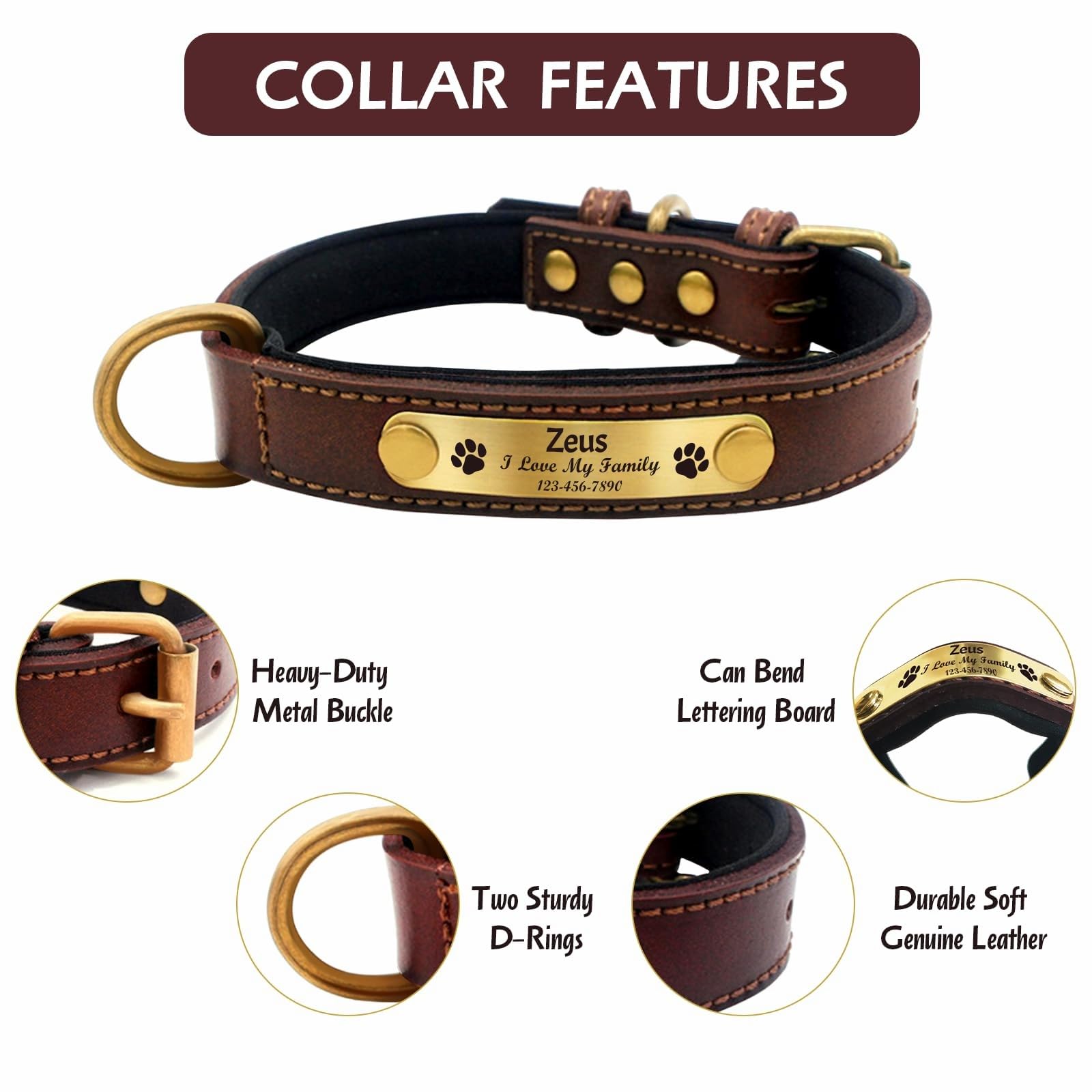An application scenario or product detail of custom leather dog collars with name - Image 12