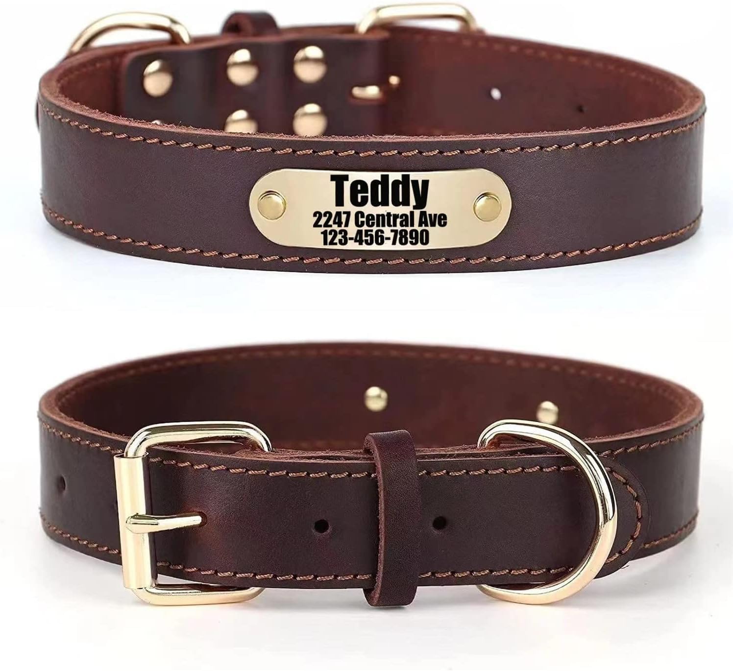 An application scenario or product detail of custom leather dog collars with name - Image 16