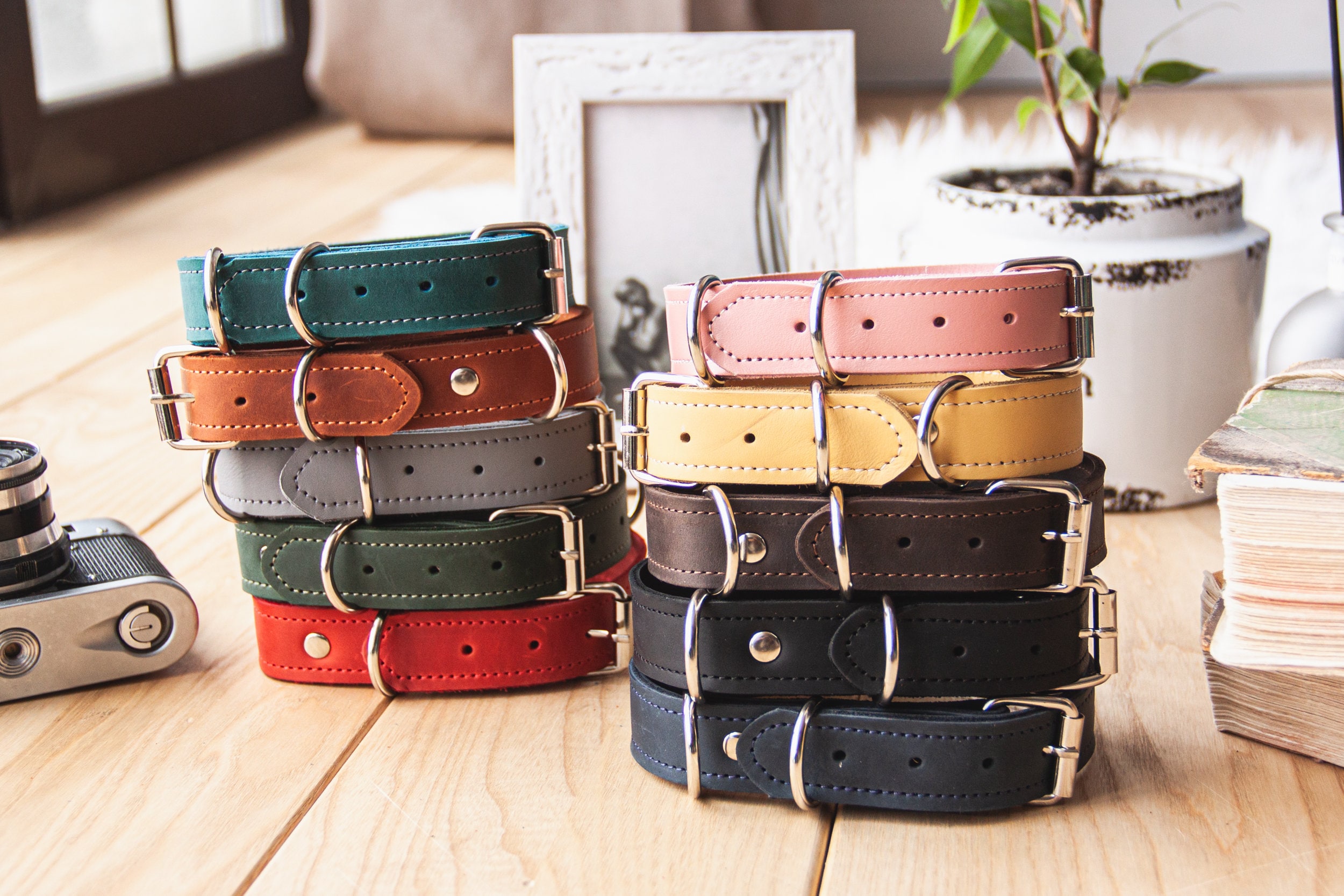 An application scenario or product detail of custom leather dog collars with name - Image 20