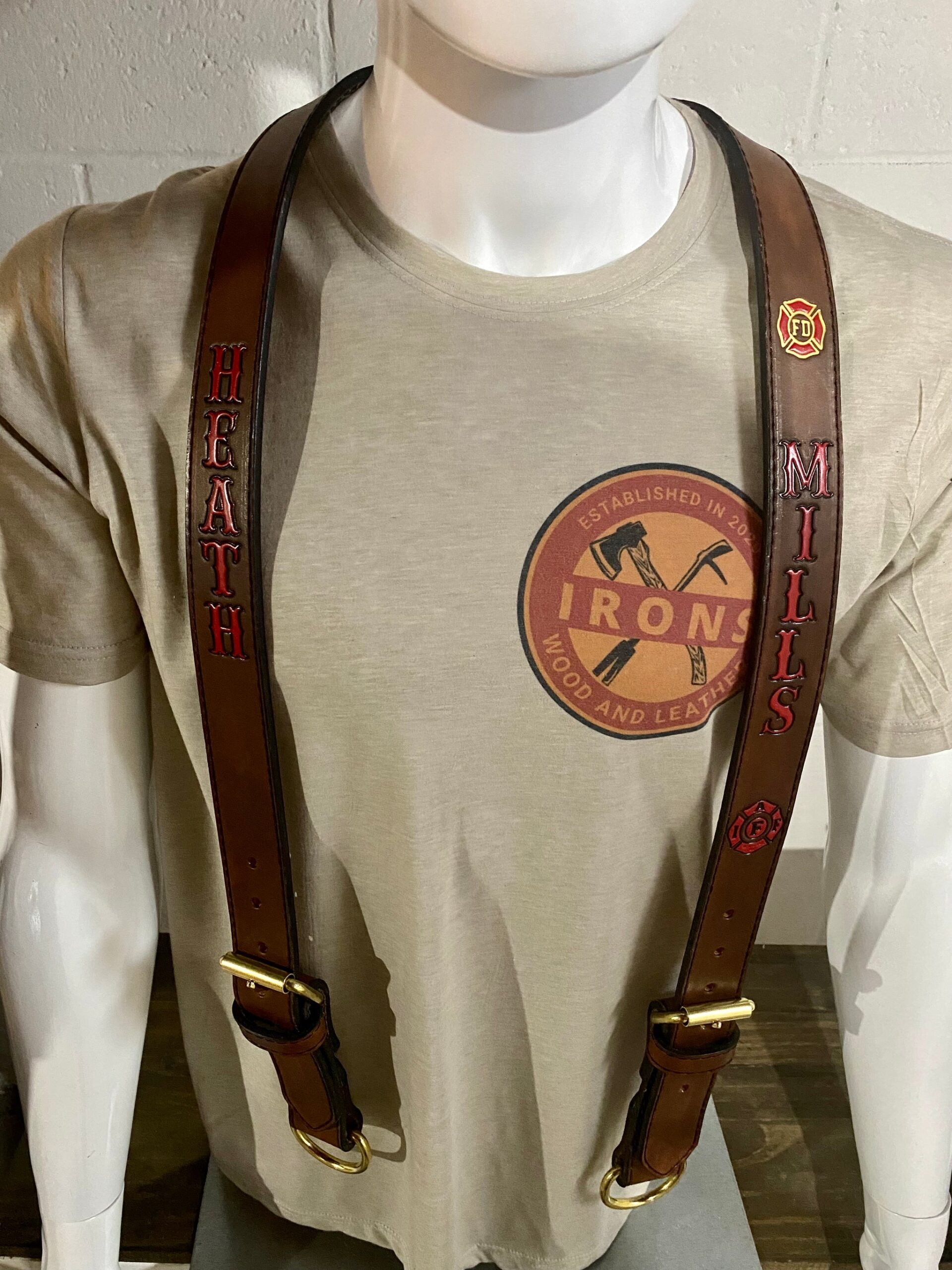An application scenario or product detail of custom leather firefighter suspenders - Image 19