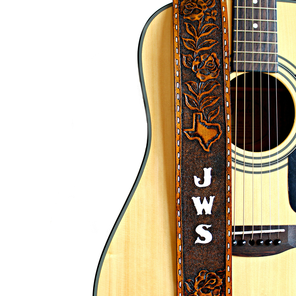 An application scenario or product detail of custom leather guitar straps - Image 2