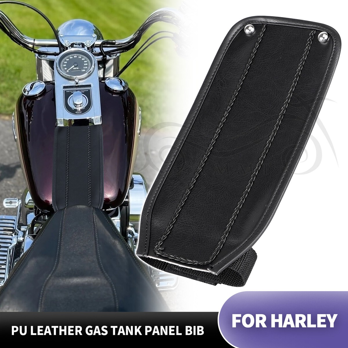 An application scenario or product detail of custom leather harley tank bibs - Image 1