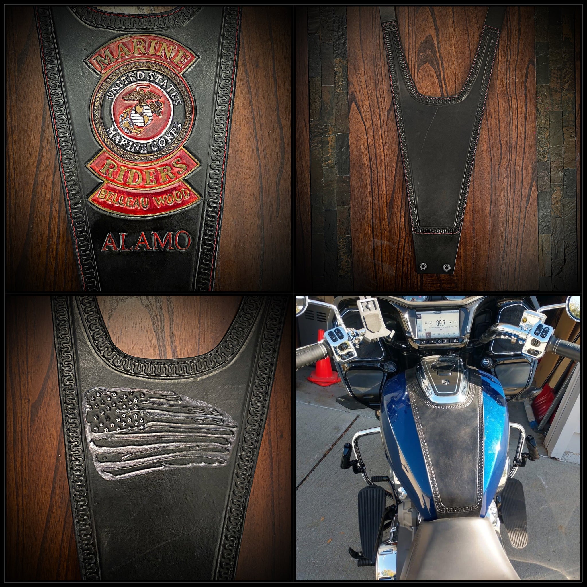 An application scenario or product detail of custom leather harley tank bibs - Image 11