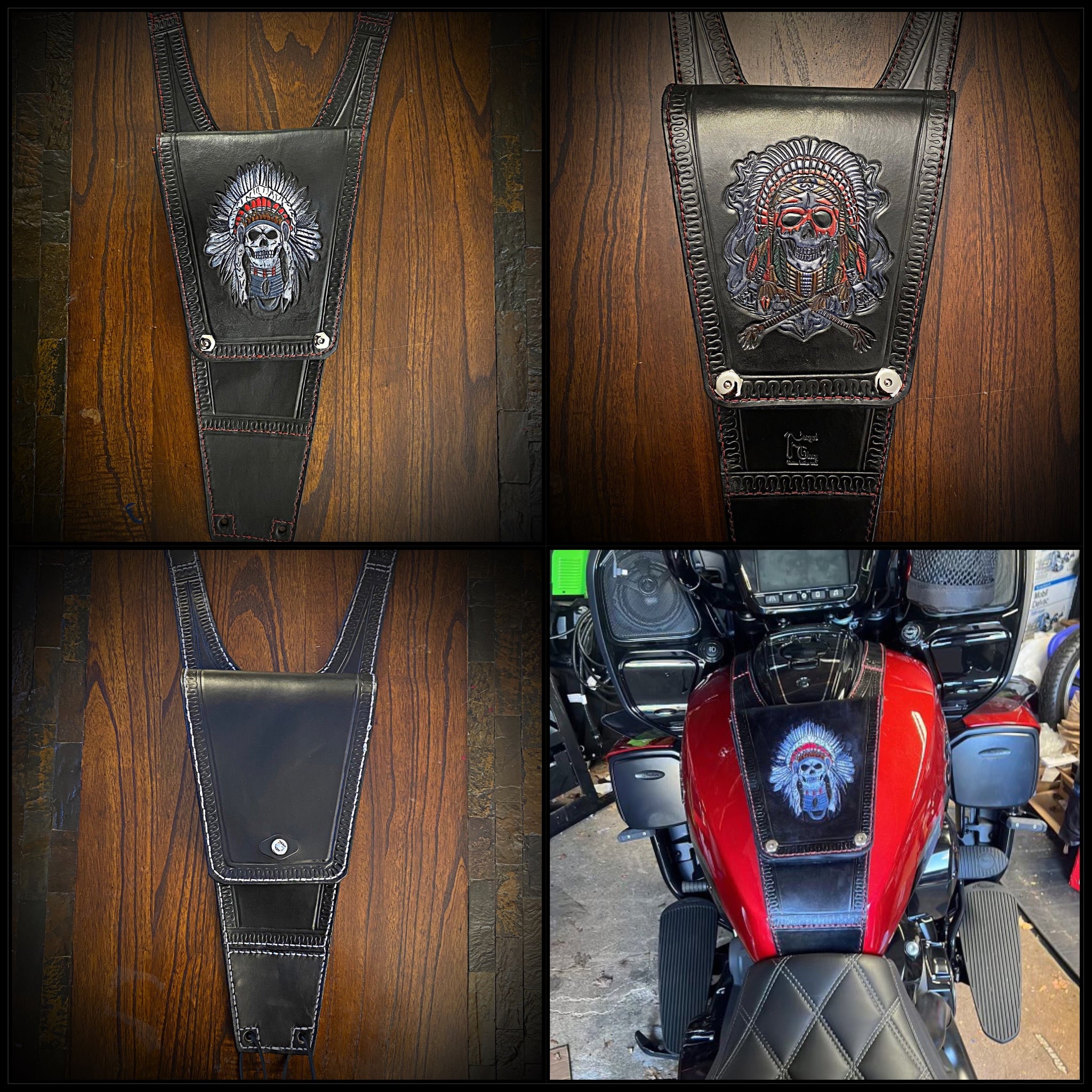 An application scenario or product detail of custom leather harley tank bibs - Image 14