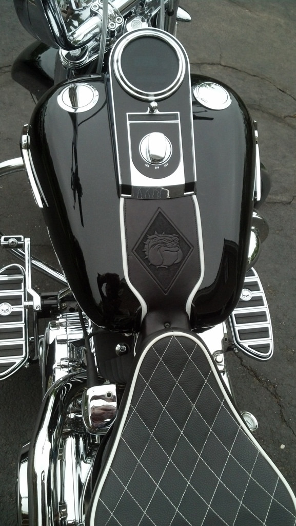 An application scenario or product detail of custom leather harley tank bibs - Image 19