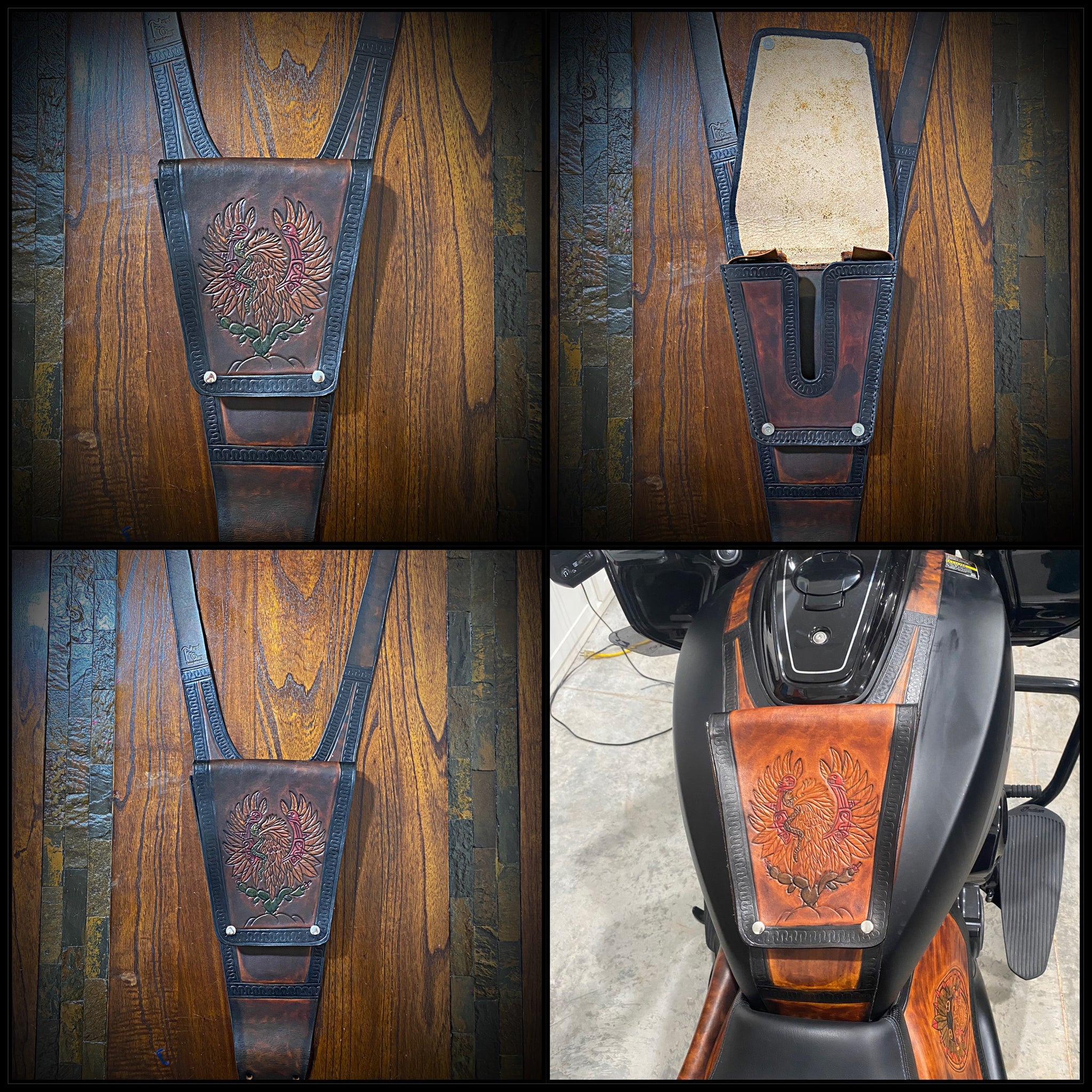 An application scenario or product detail of custom leather harley tank bibs - Image 24
