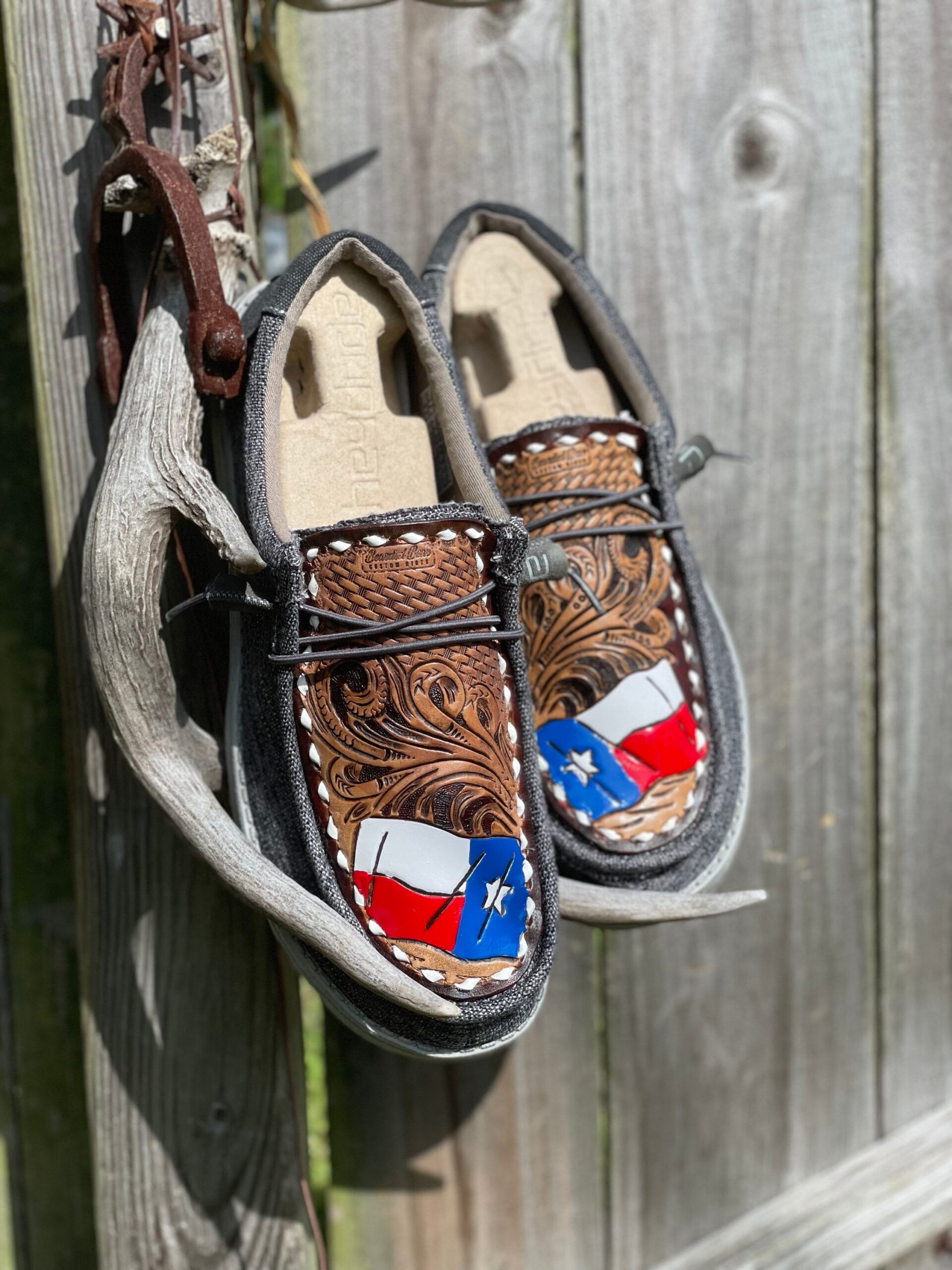 An application scenario or product detail of custom leather hey dudes - Image 1