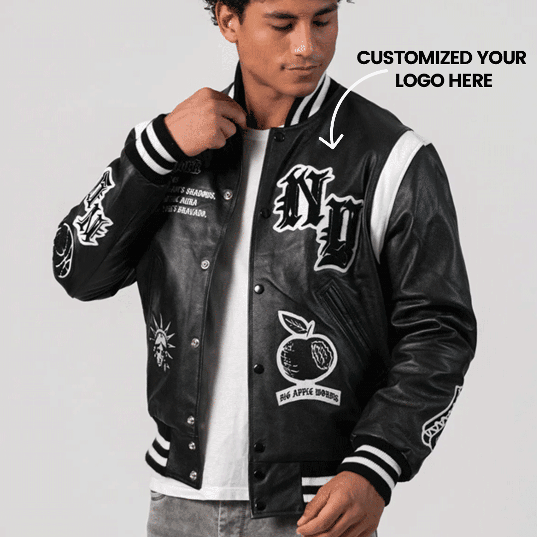 An application scenario or product detail of custom leather jackets with logo - Image 6