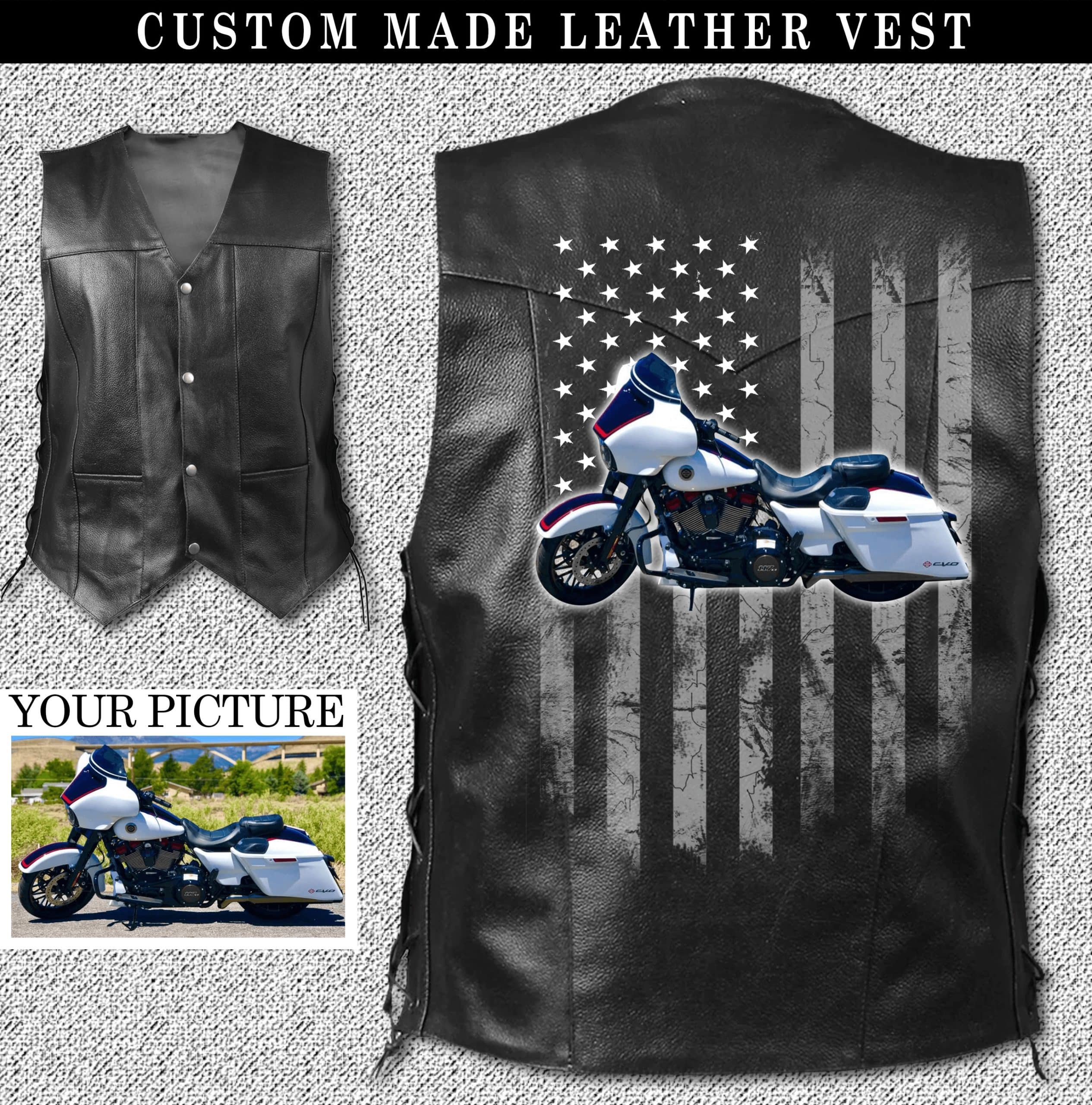 An application scenario or product detail of custom leather motorcycle vest - Image 11