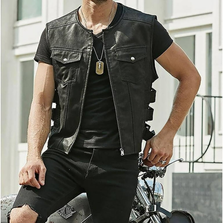 An application scenario or product detail of custom leather motorcycle vest - Image 18