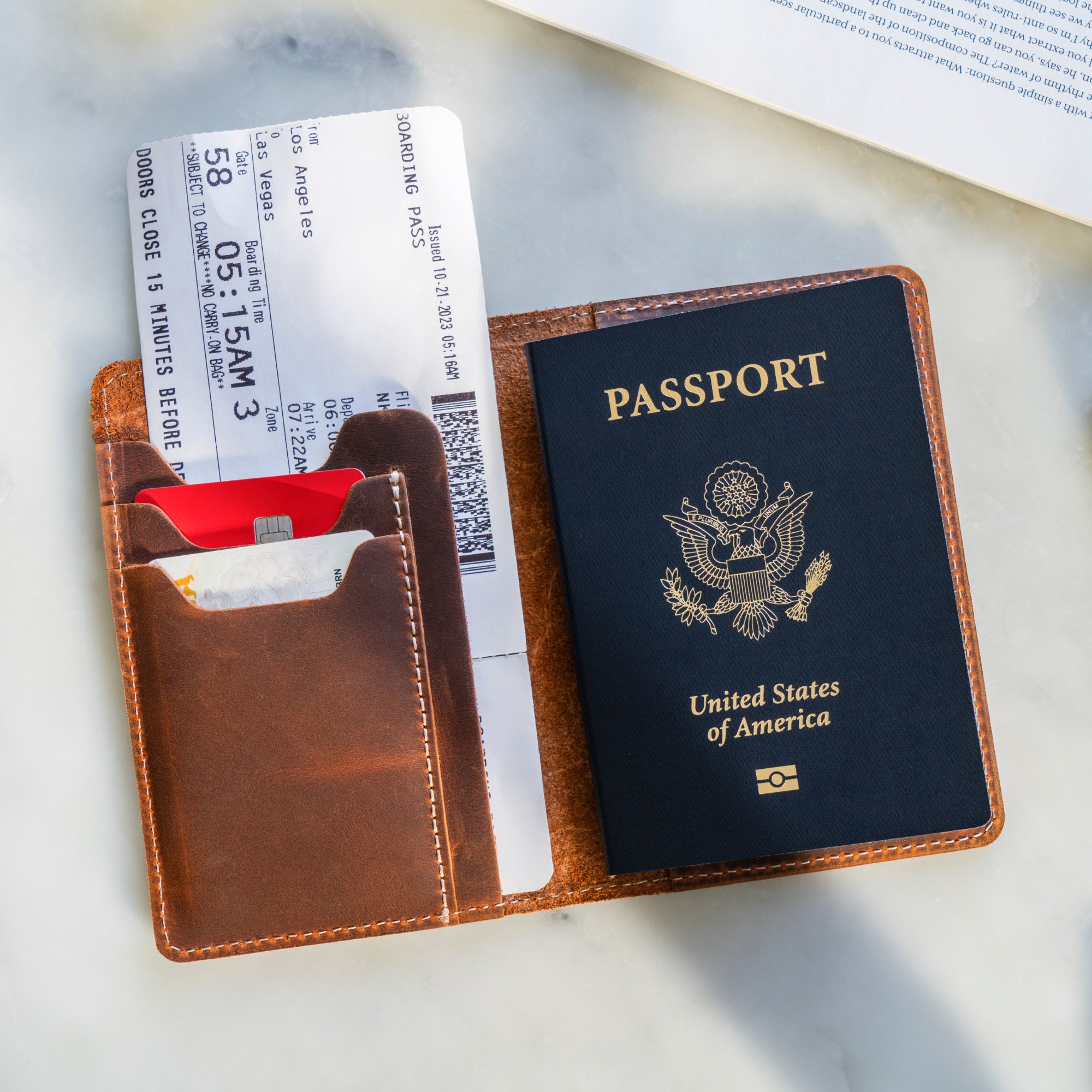 An application scenario or product detail of custom leather passport holder - Image 8