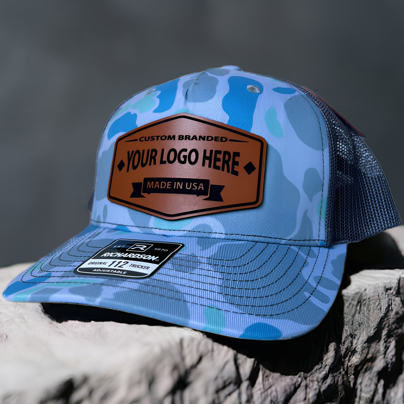 An application scenario or product detail of custom leather patch hats no minimum - Image 5