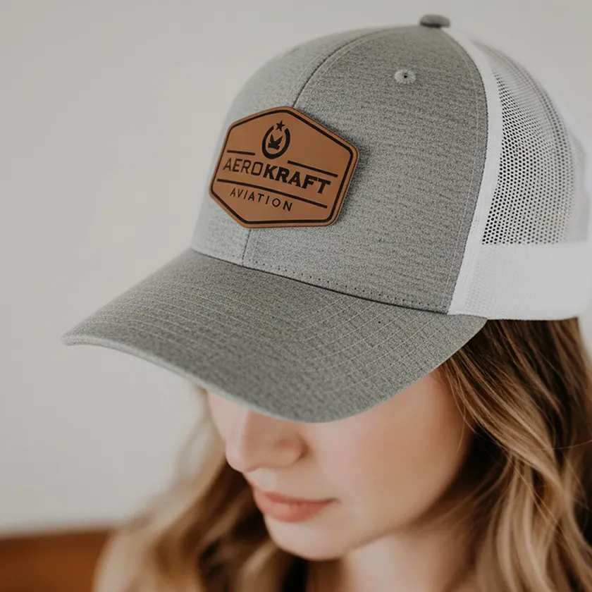 An application scenario or product detail of custom leather patch hats no minimum - Image 6