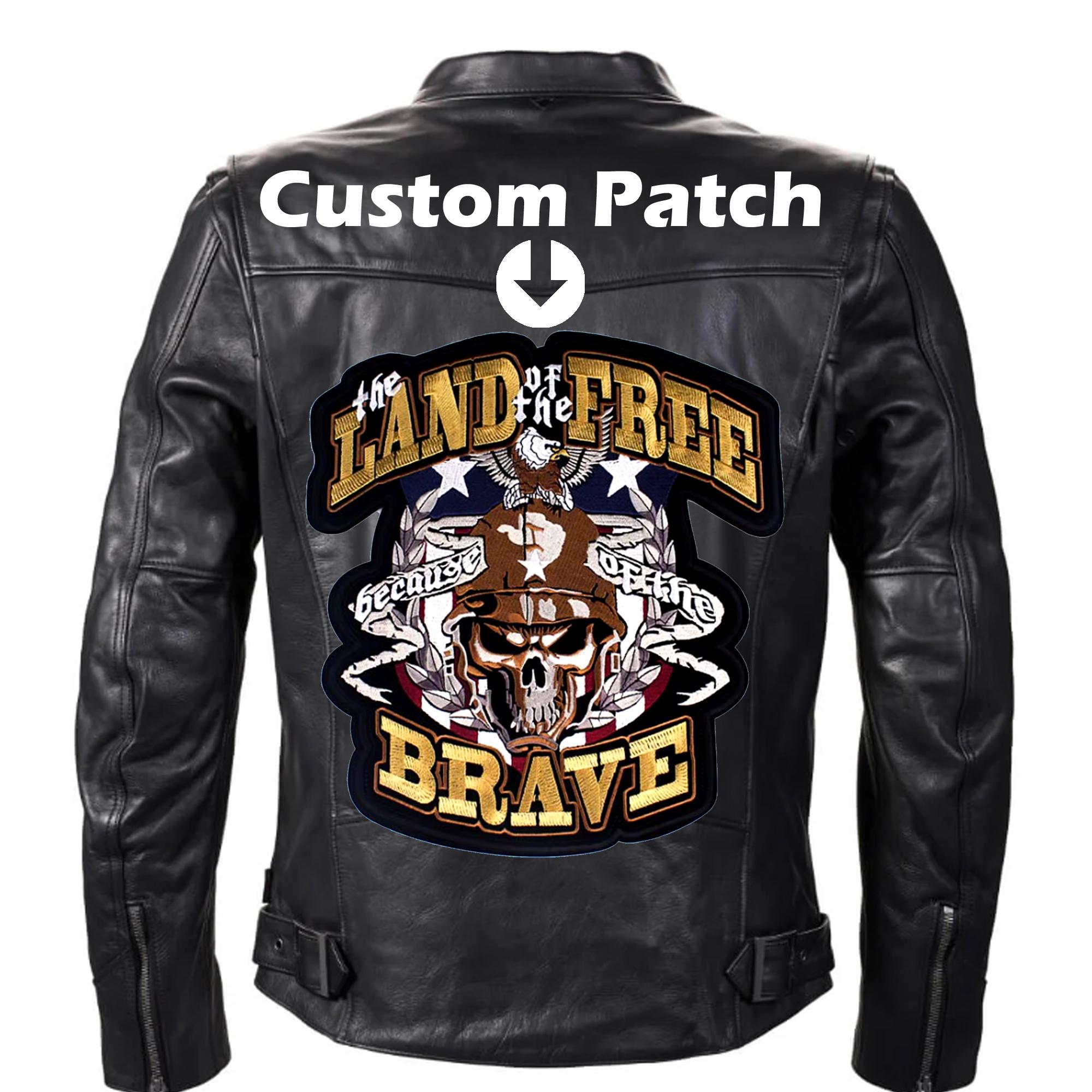 An application scenario or product detail of custom leather patches for jackets - Image 7
