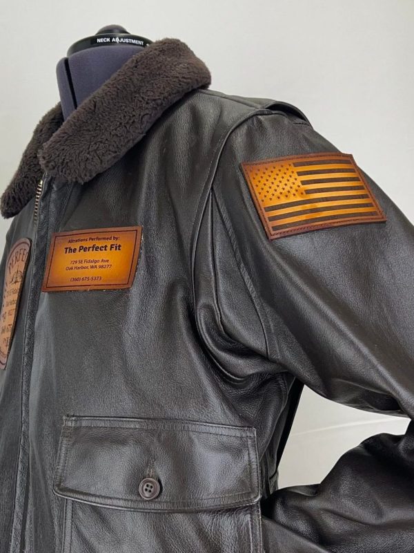 An application scenario or product detail of custom leather patches for jackets - Image 8