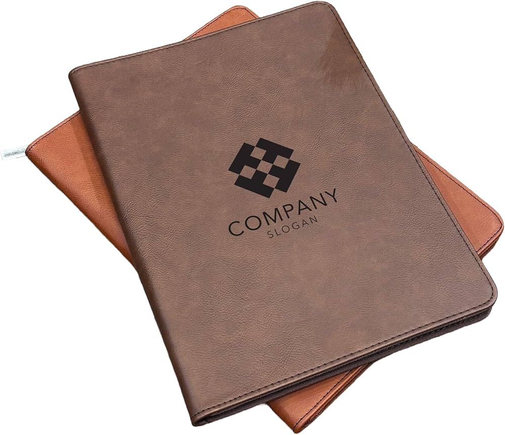 An application scenario or product detail of custom leather portfolio with logo - Image 2