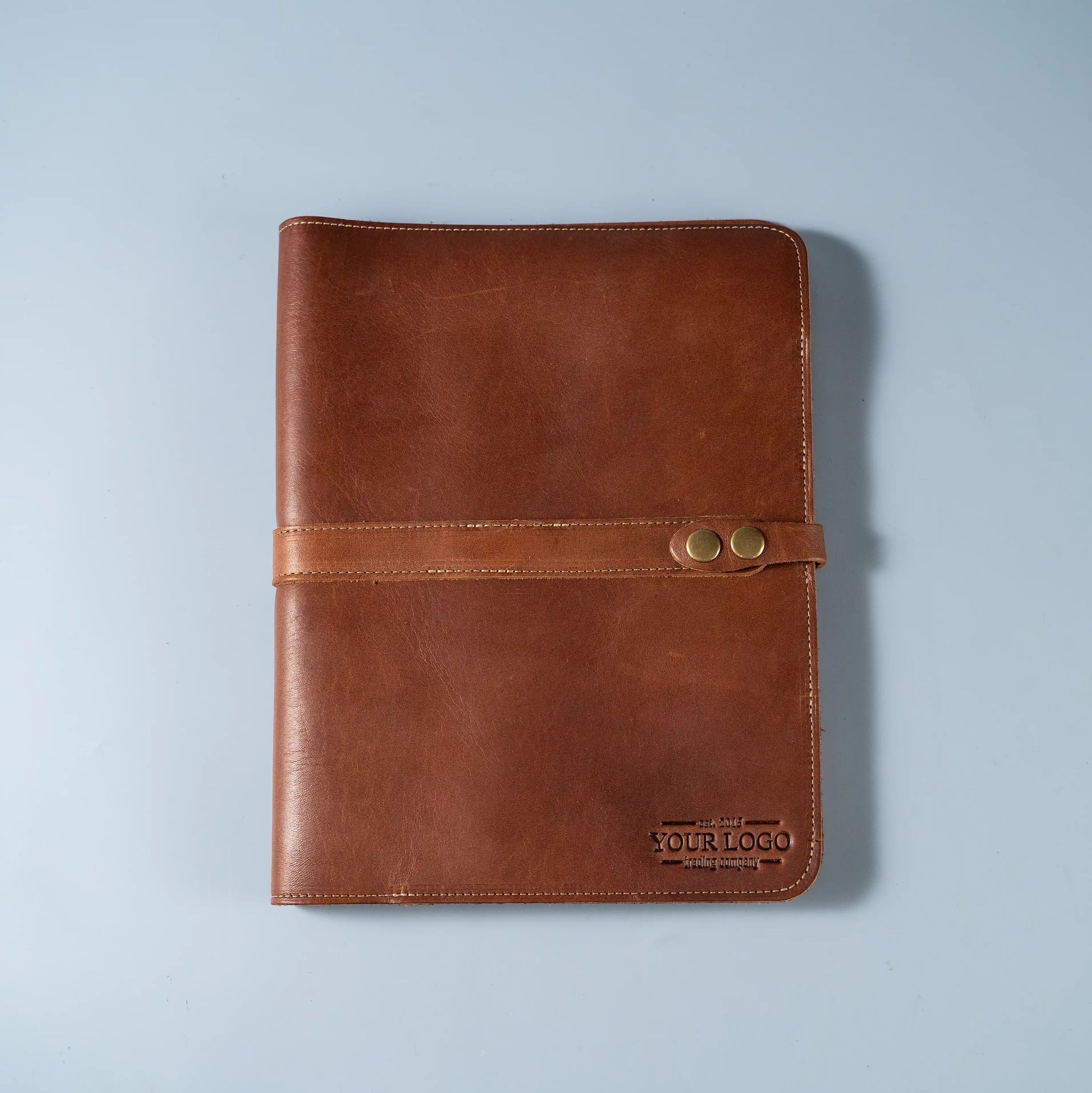 An application scenario or product detail of custom leather portfolio with logo - Image 3
