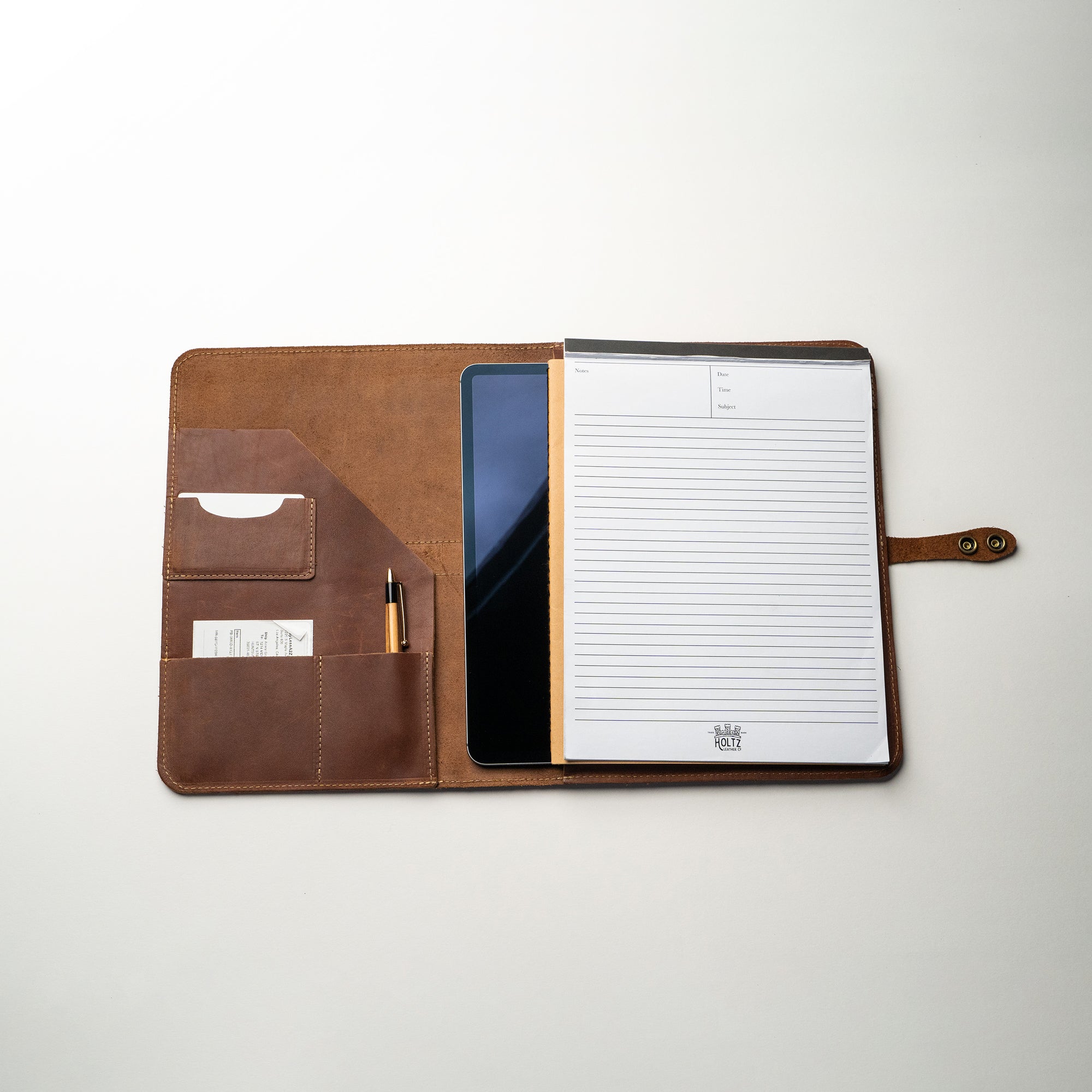 An application scenario or product detail of custom leather portfolio with logo - Image 6