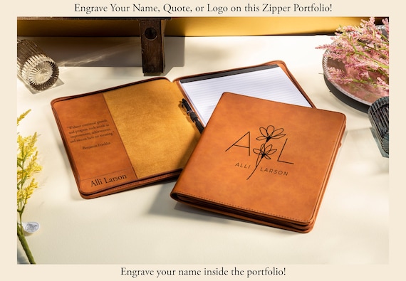An application scenario or product detail of custom leather portfolio with logo - Image 8