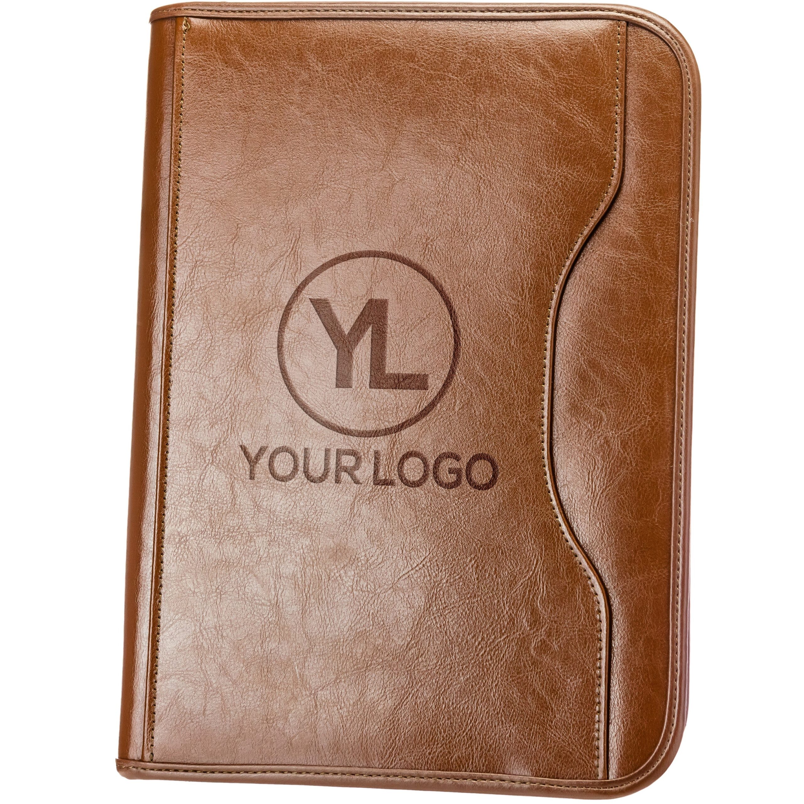 An application scenario or product detail of custom leather portfolio with logo - Image 15