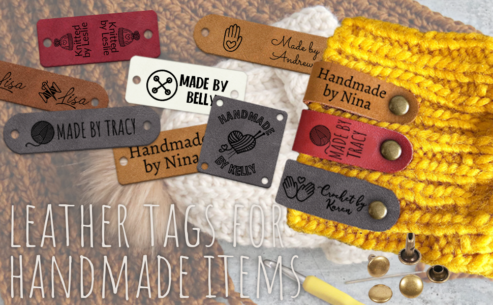 An application scenario or product detail of custom leather tags for crochet - Image 9