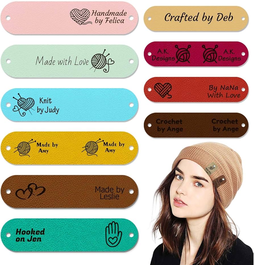 An application scenario or product detail of custom leather tags for crochet - Image 11