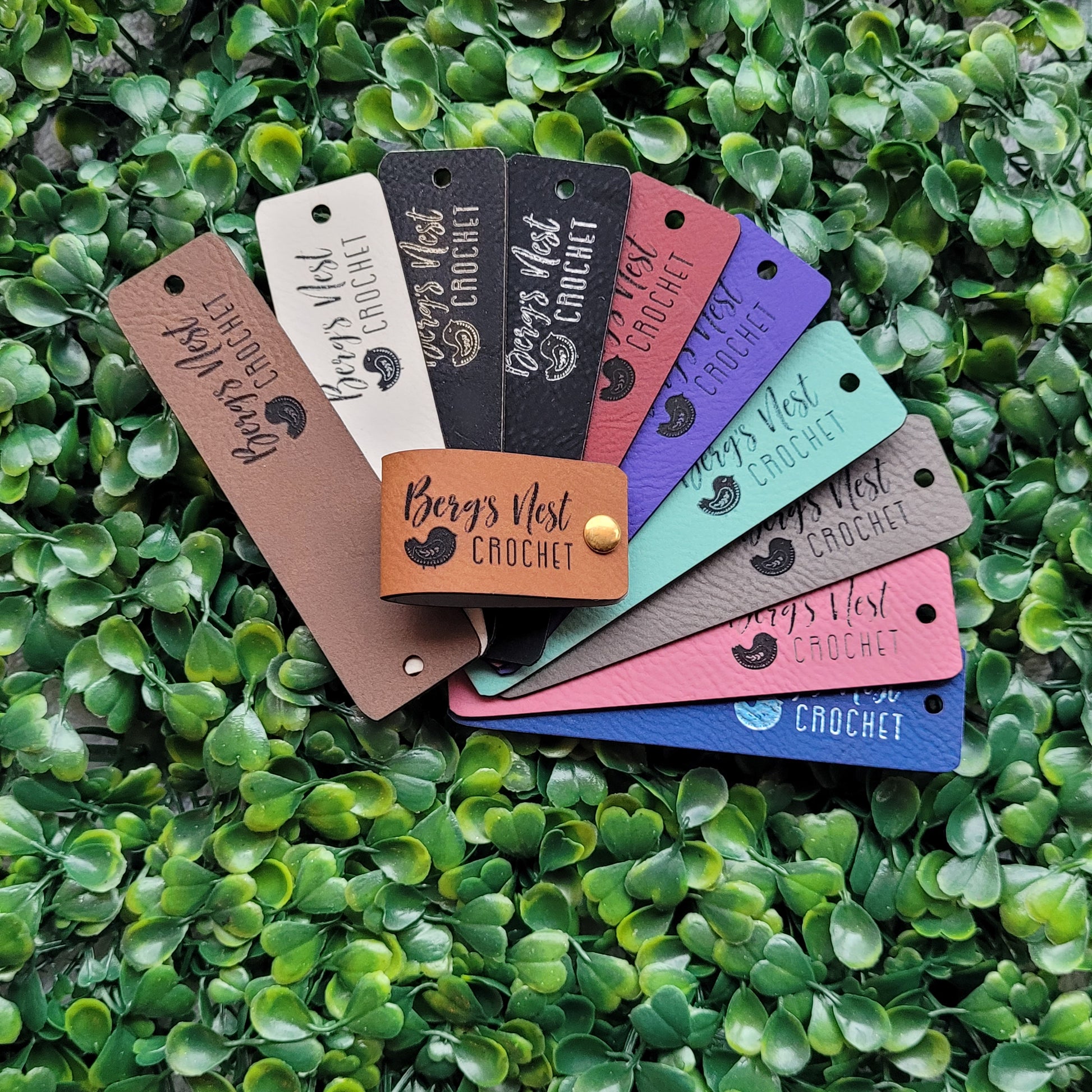 An application scenario or product detail of custom leather tags for crochet - Image 14