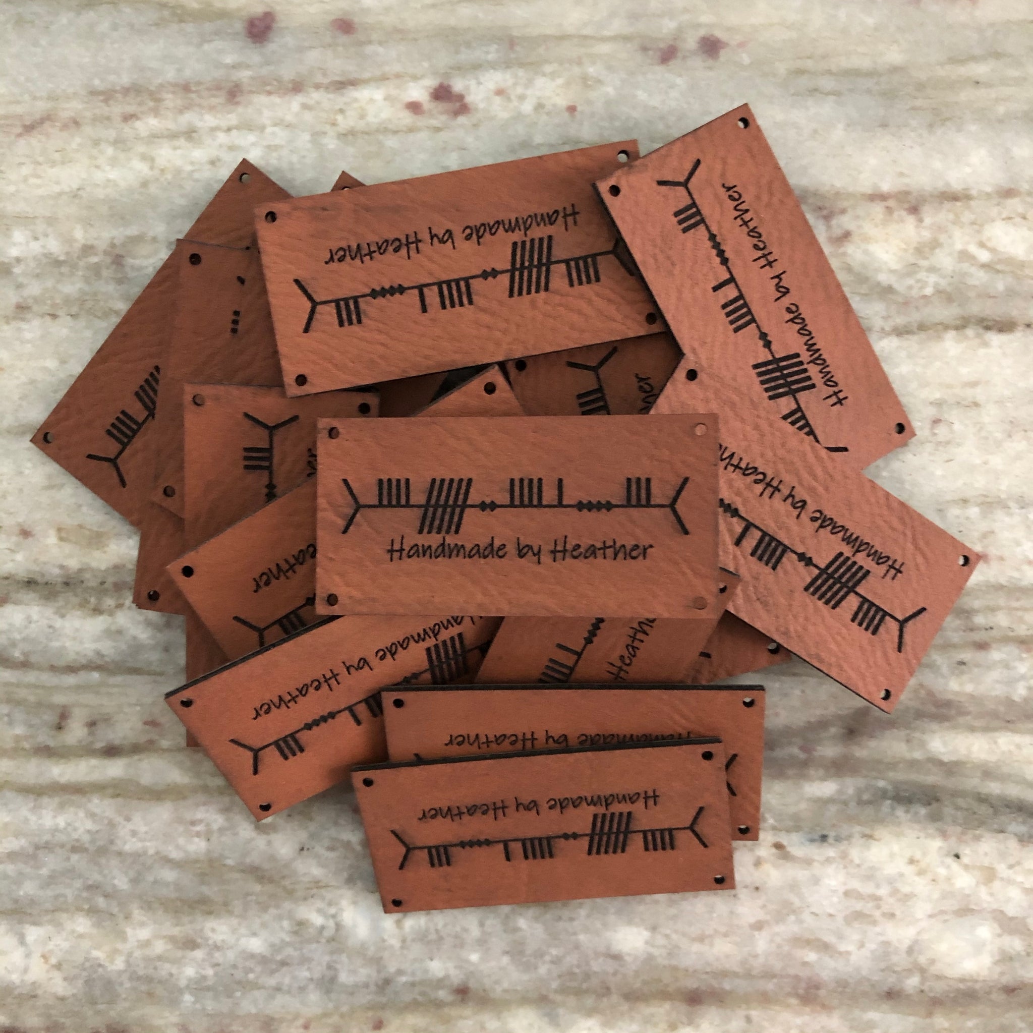 An application scenario or product detail of custom leather tags for crochet - Image 17