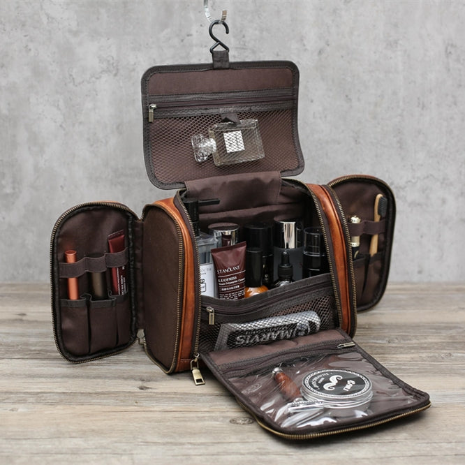 An application scenario or product detail of custom leather toiletry bag - Image 6