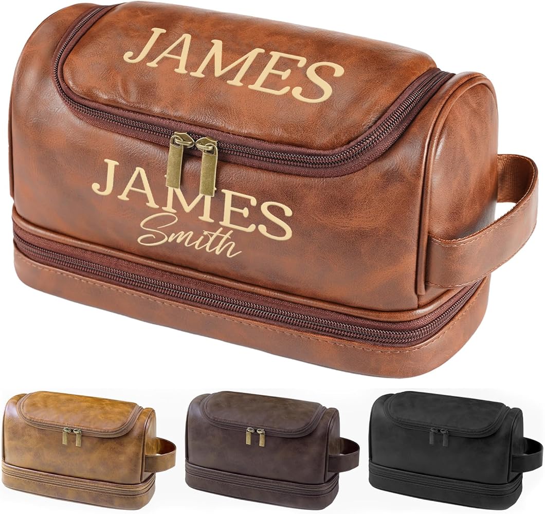 An application scenario or product detail of custom leather toiletry bag - Image 8