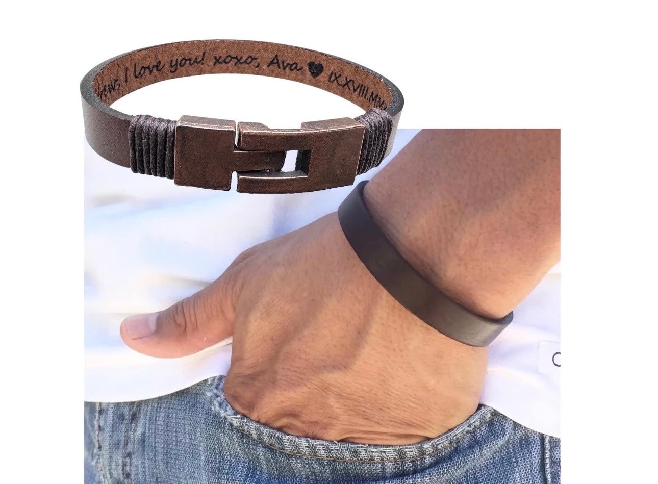 An application scenario or product detail of custom made leather wristbands - Image 3