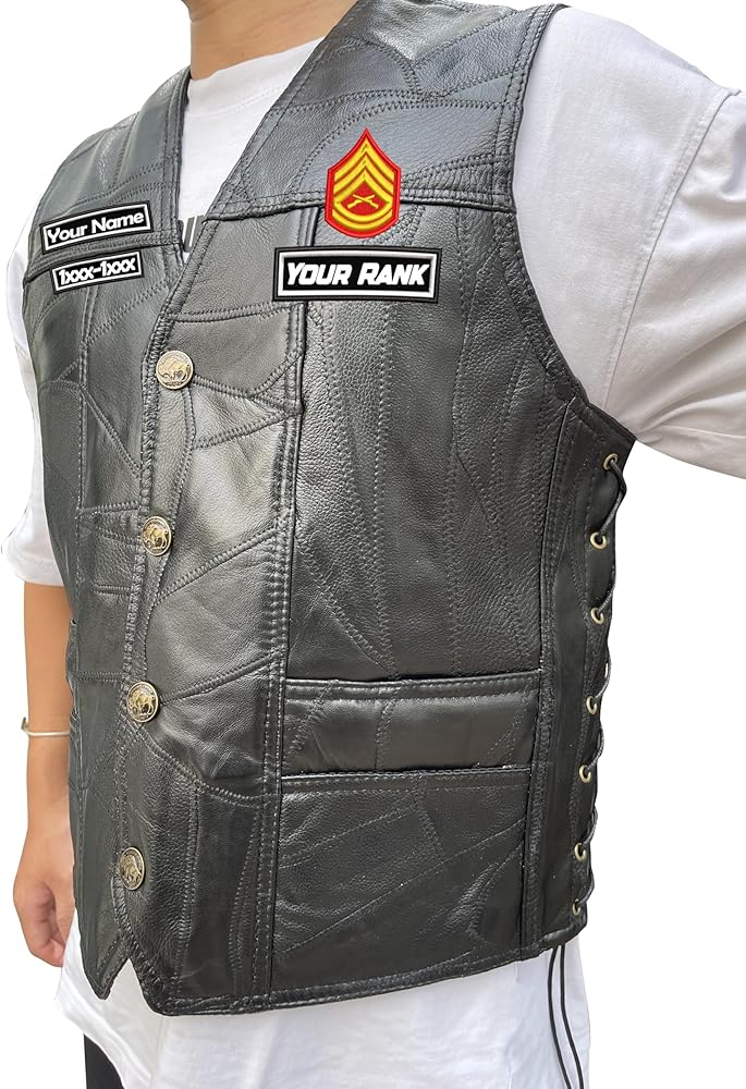 An application scenario or product detail of custom patches for leather vest - Image 2