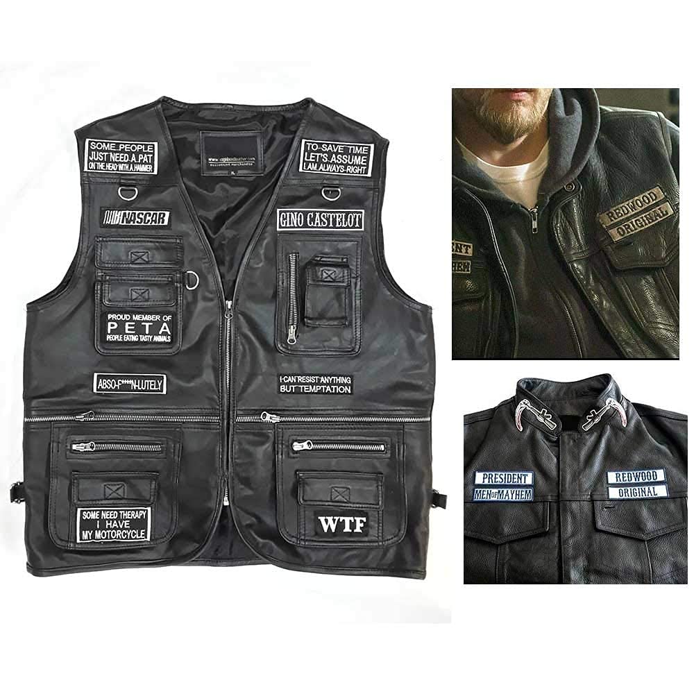 An application scenario or product detail of custom patches for leather vest - Image 9