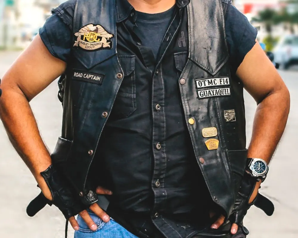 An application scenario or product detail of custom patches for leather vest - Image 13