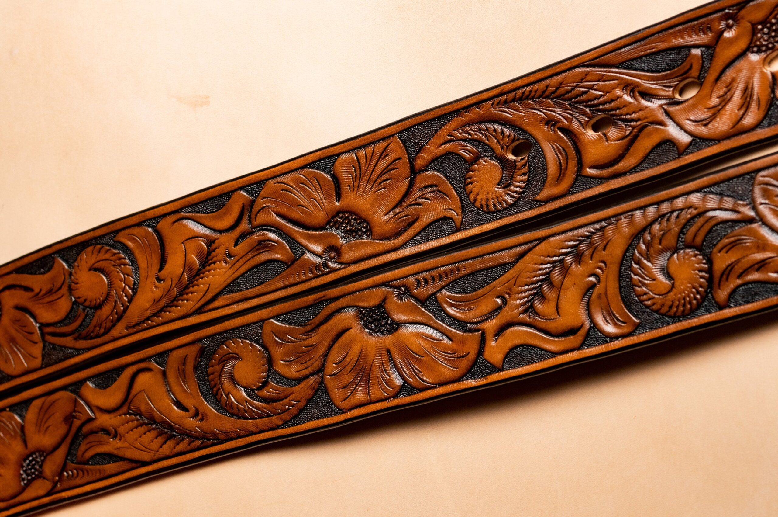 An application scenario or product detail of custom tooled leather belts - Image 12