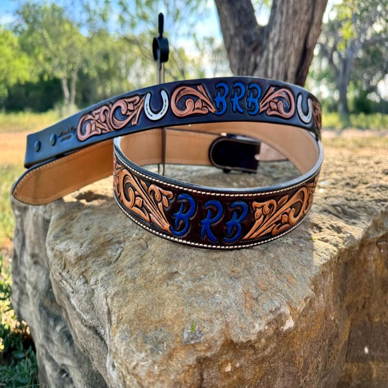 An application scenario or product detail of custom tooled leather belts - Image 14