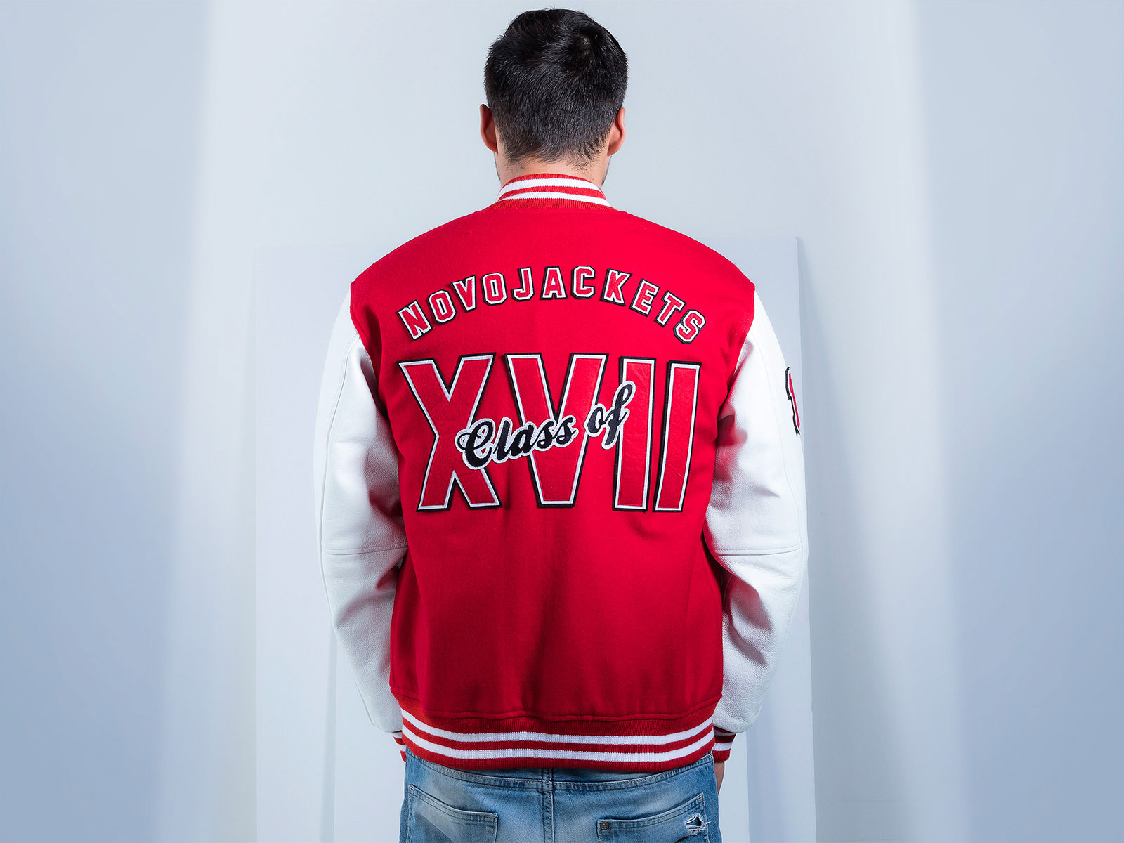 An application scenario or product detail of custom varsity jackets leather sleeves - Image 2