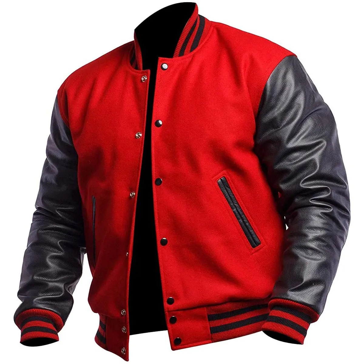 An application scenario or product detail of custom varsity jackets leather sleeves - Image 7