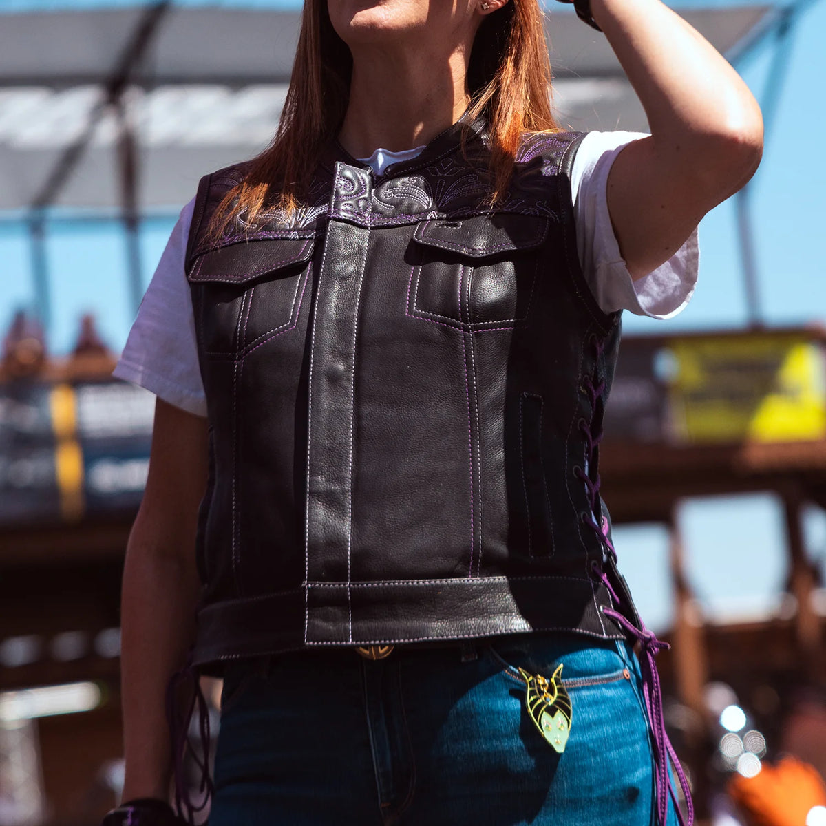 An application scenario or product detail of customize leather vest - Image 19