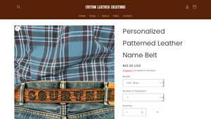 Custom Leather Creations - Personalized Patterned Leather Name Belt