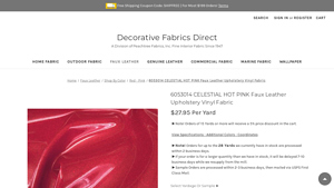 Decorative Fabrics Direct - CELESTIAL HOT PINK Faux Leather Upholstery Vinyl Fabric
